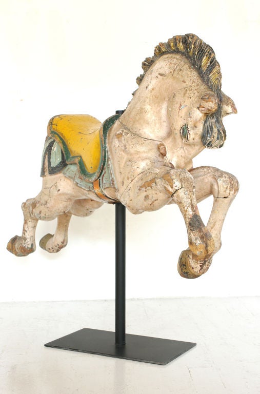 Folk Art Carousel Horse Hand Carved Early 20th Century