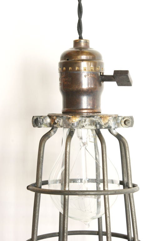 American Vintage Industrial Cage Trouble Light Pendant