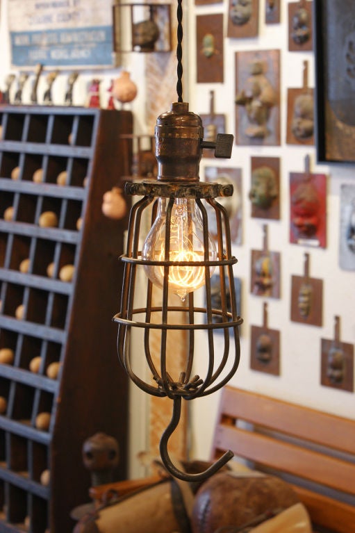 Vintage Industrial Cage Trouble Light Pendant 1