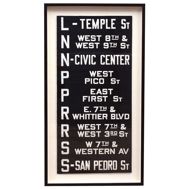 Vintage Los Angeles Railway Trolley Destination Signs