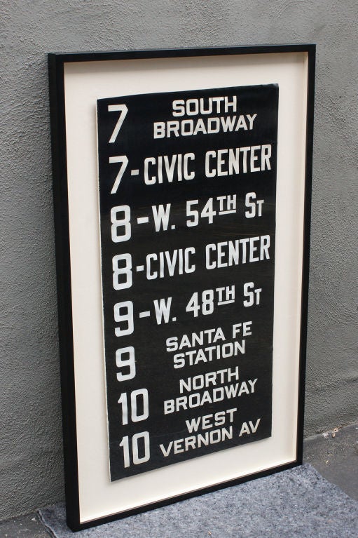 Vintage Los Angeles Railway Trolley Destination Sign
