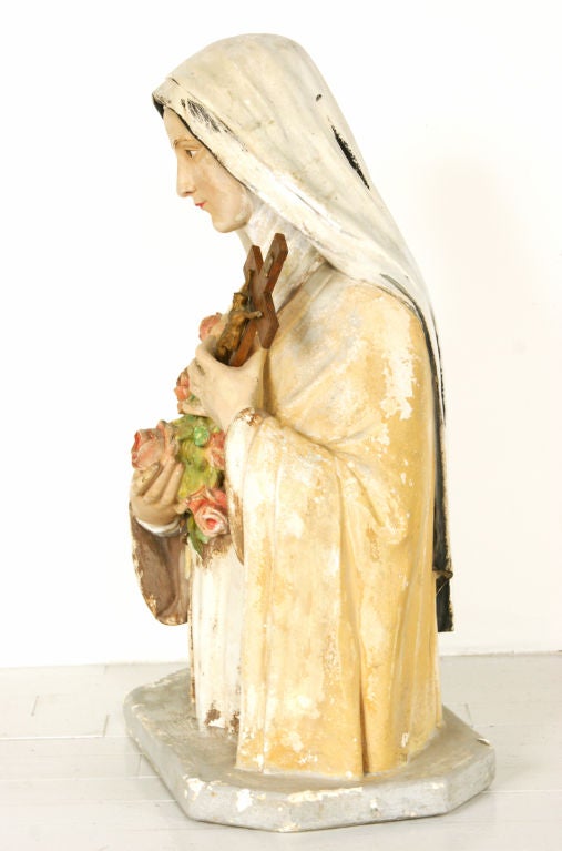 20th Century Large St. Therese Chalkware Bust from an Erie, PA Church
