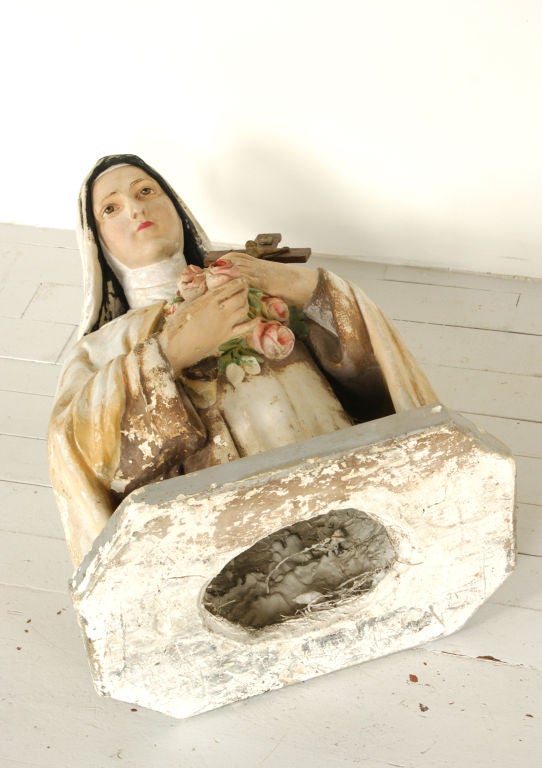 Large St. Therese Chalkware Bust from an Erie, PA Church 2