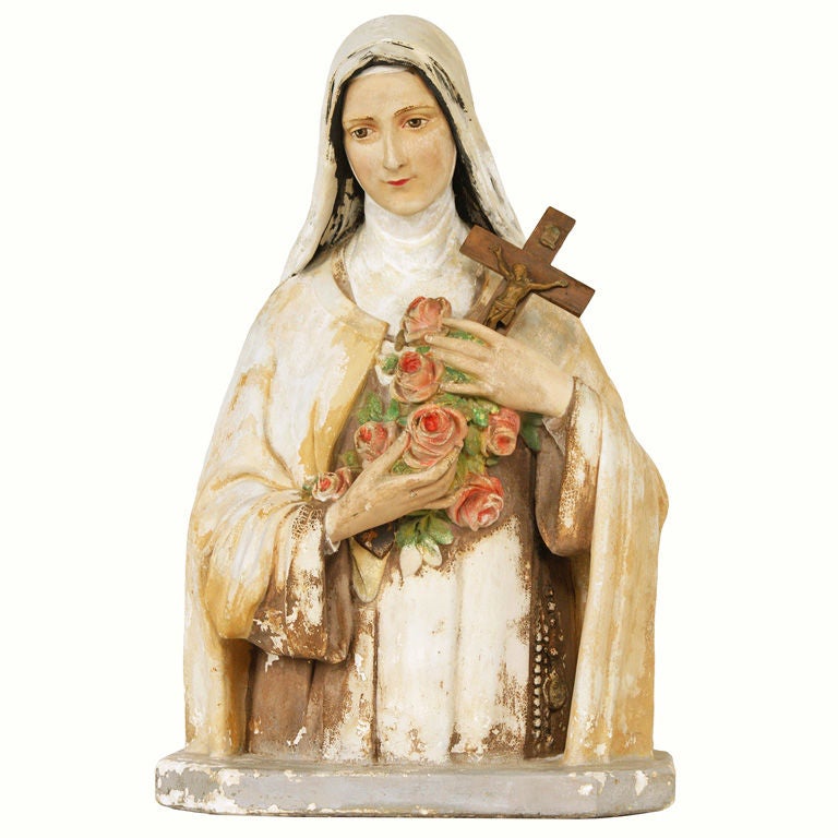 Large St. Therese Chalkware Bust from an Erie, PA Church