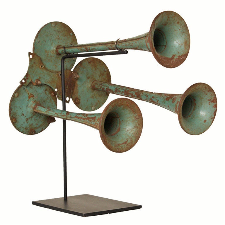Vintage Triple Airhorn on Museum Stand