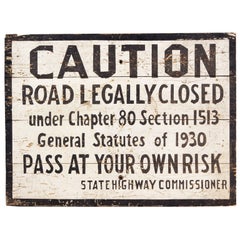 Large "Pass At Your Own Risk" Road Sign from Connecticut
