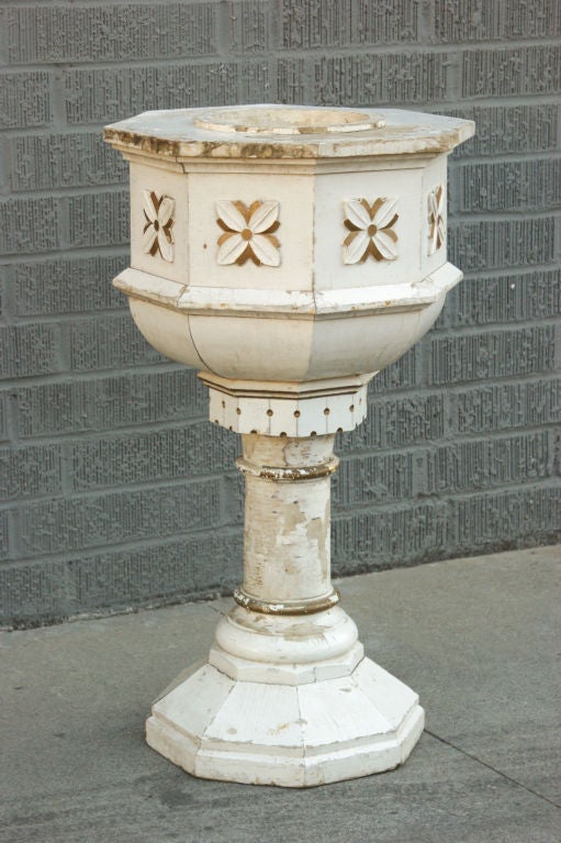 Hand-Carved Birch Base Planter or Font