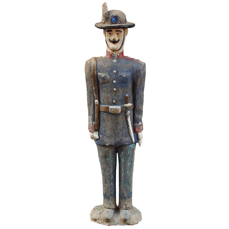 Estatua de soldado de hormigón circa 1900 Jardín de la zona de Chicago