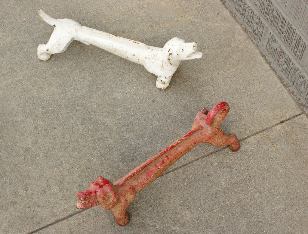 American Cast Iron Dachshund Boot Scraper with Original Paint Surface