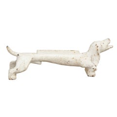 Vintage Cast Iron Dachshund Boot Scraper with Original Paint Surface