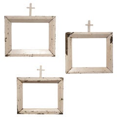 Set of Three White Frames with Crosses