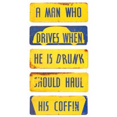 Set of Temperance Day Sheet Metal Road Signs, circa 1951 12