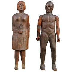 Used Hand-Carved Wooden Folk Art Figures