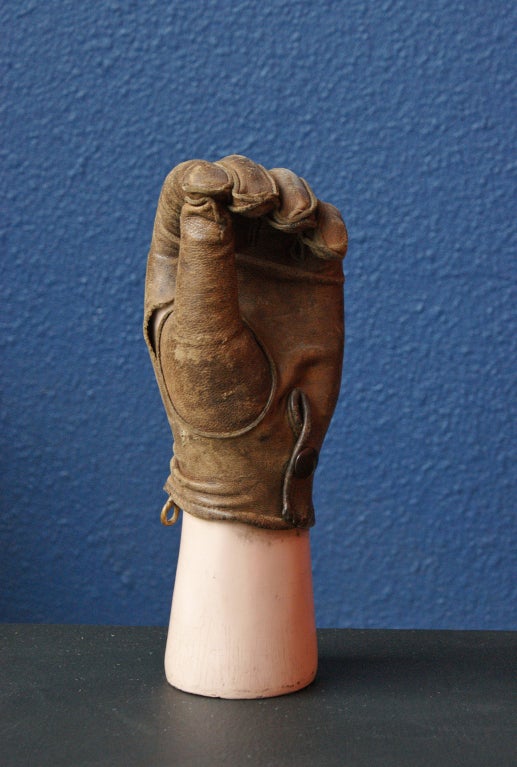 The quality of leather glove on this prosthetic speaks to its owner's affluence. Marked on the inside, presumably by the owner.