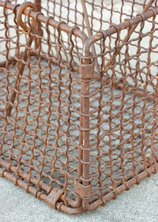 American Late 19th Century Mississippi River Woven Iron Basket For Sale