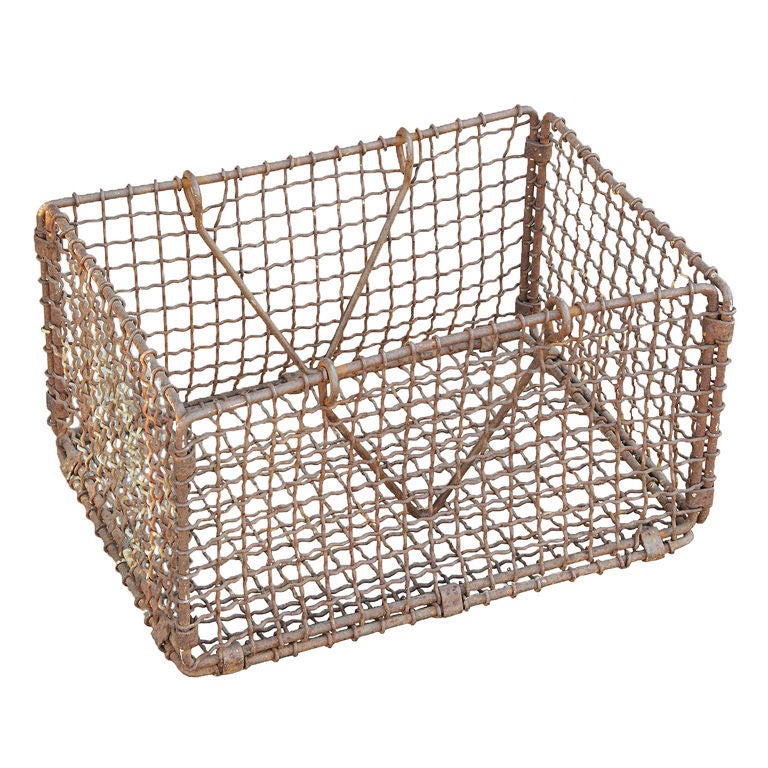 Late 19th Century Mississippi River Woven Iron Basket