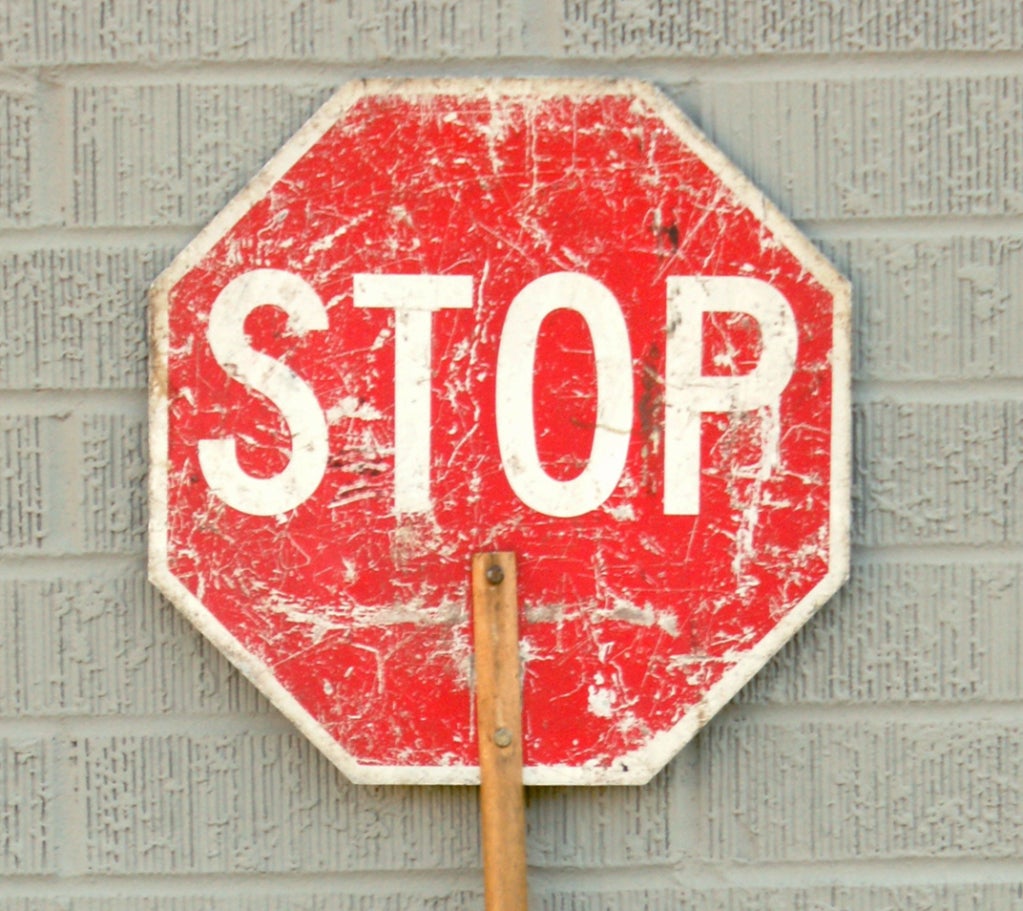 Set of Three Vintage Handheld Traffic Signs at 1stdibs