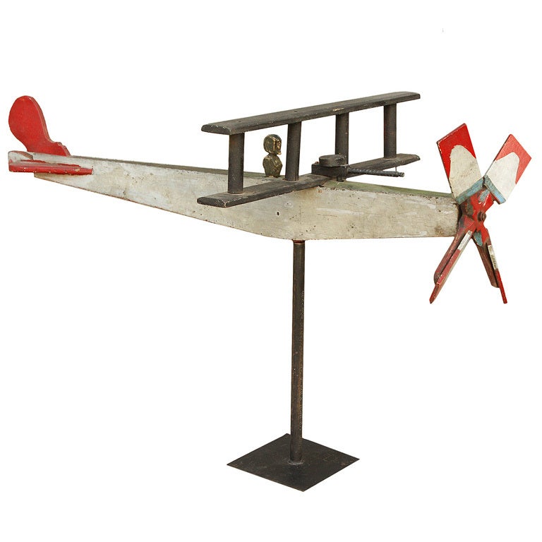 Holz-Volkskunstflugzeug aus Holz, ca. 1930er Jahre