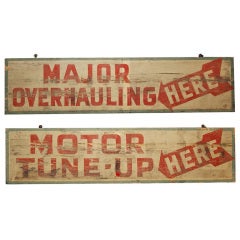 Pair of Early Auto Mechanic Shop Signs