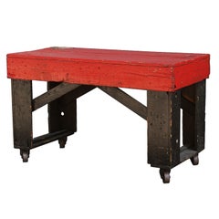 Vintage Industrial Factory Cart with Bold Red and Black Paint
