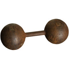 Vintage Early Cast Iron York Strongman 50# Dumbbell