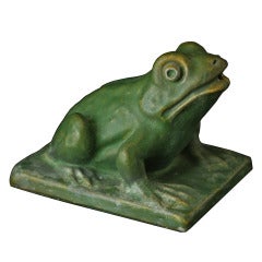 Gladding McBean Matte Green Arts & Crafts Frog Pottery Fountain
