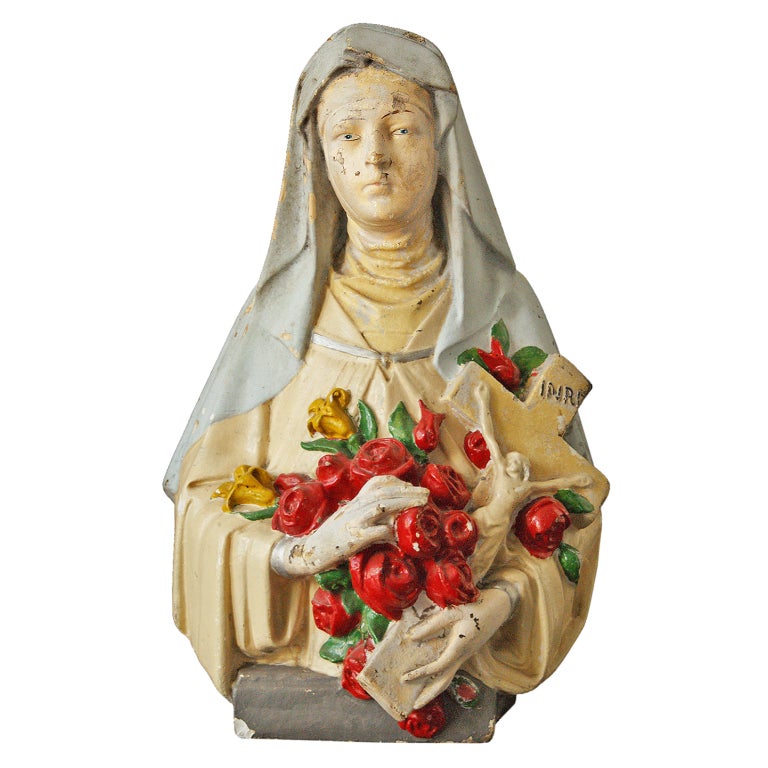 Vintage St. Therese Chalkware-Büste im Vintage-Stil im Angebot