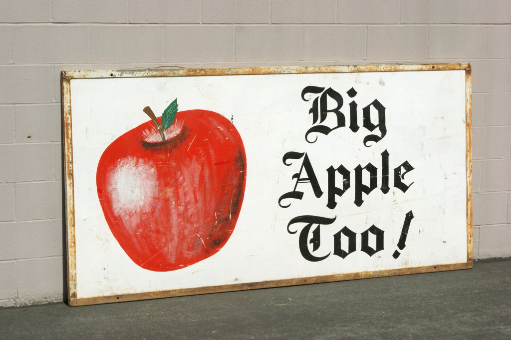 Fantastic giant apple large scale cafe sign. Found in the southern United States. Sheet metal with original paint surface.