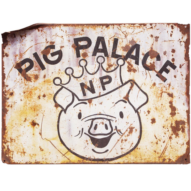 "Party Pig" Northern Pacific Railroad 6 foot Iron Boxcar Fragment