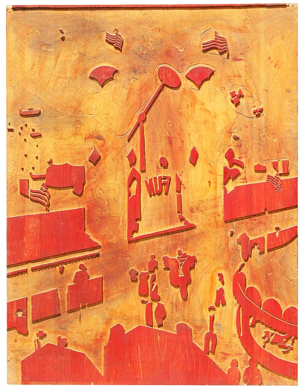 American Original Wood Carved Carnival Midway Poster Letterpress For Sale
