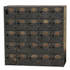 Early Set of American Iron Industrial Safe Deposit Boxes