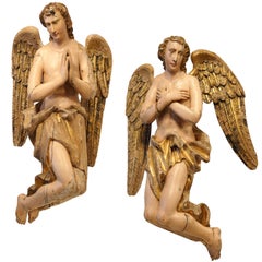 18th Century Flemish Wood Carved Nativity Angels