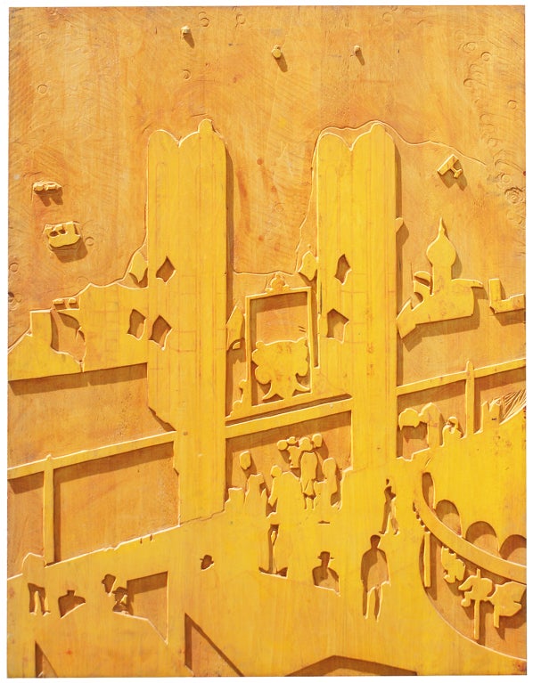 Folk Art Original Wood Carved Carnival Midway Poster Letterpress For Sale
