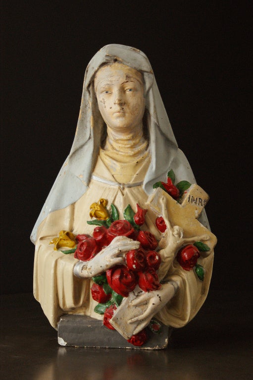 Vintage St. Therese Chalkware-Büste im Vintage-Stil (Volkskunst) im Angebot