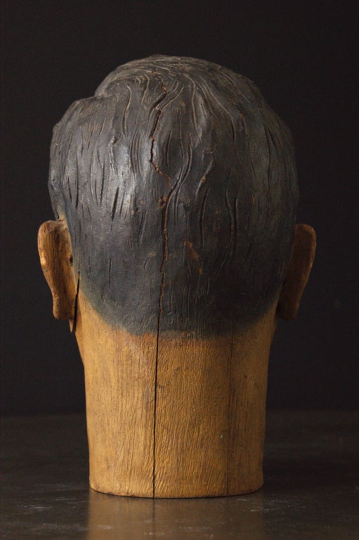 19th Century Carved American Carnival Head, circa 1890s For Sale