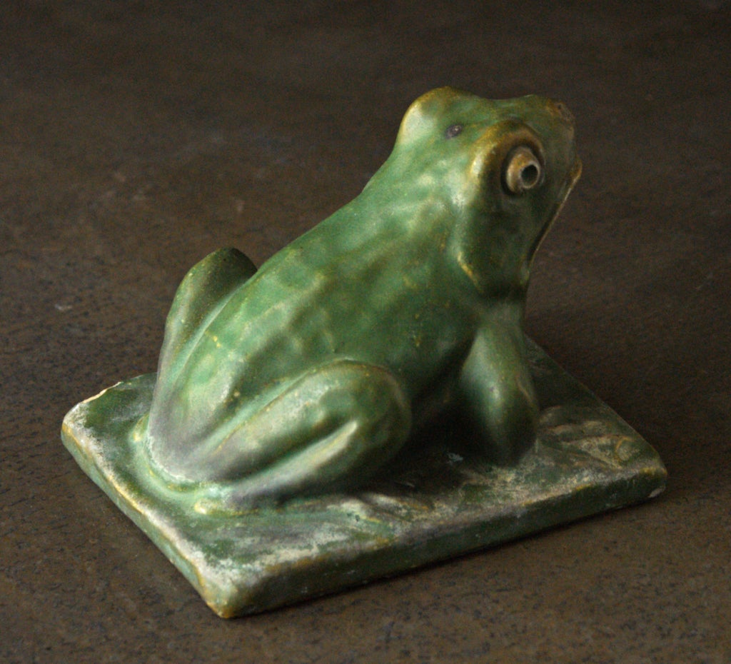 American Gladding McBean Matte Green Arts & Crafts Frog Pottery Fountain