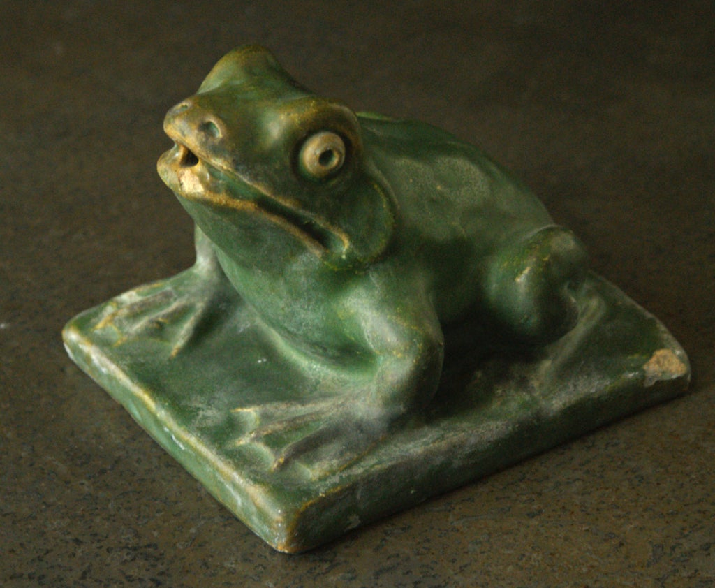 Arts and Crafts Gladding McBean Matte Green Arts & Crafts Frog Pottery Fountain