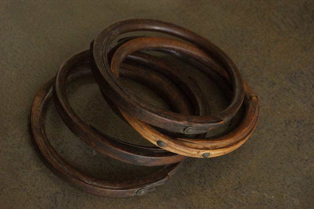 Early Carved Wood American Folk Art Carnival Ring Toss Head and Rings In Good Condition In Santa Monica, CA