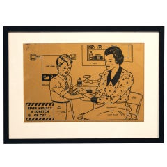 Vintage Framed Paint By Number Saftey Sign