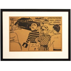 Vintage Paint By Numbers Street Crossing Safety Sign