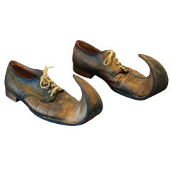 Fanciful Curly-Toed American Circus Clown Shoes