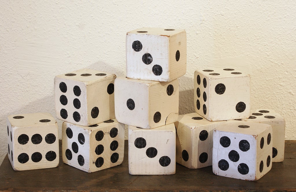 20th Century Vintage Collection of Ten Large Scale American Folk Art Dice