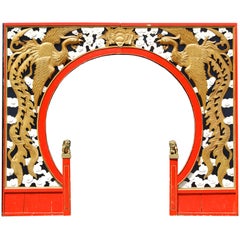Wood Carved Chinese Restaurant Entry Arch, circa 1940s