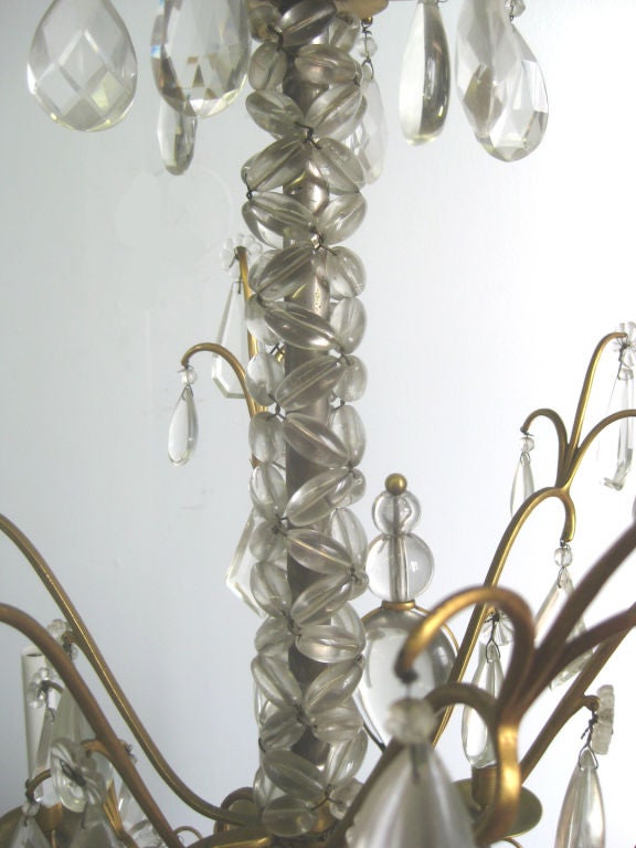 Mid-20th Century 12 Arm Chandelier with 6 Indirect Lights For Sale