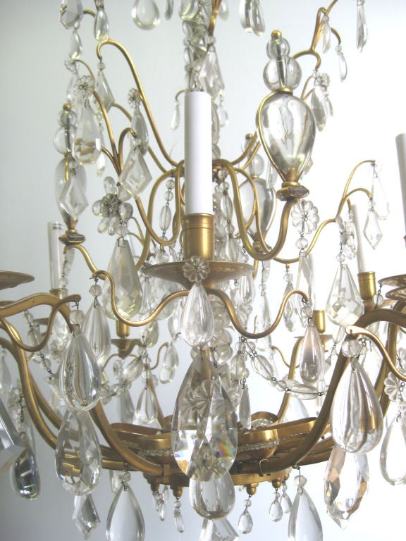 Brass 12 Arm Chandelier with 6 Indirect Lights For Sale