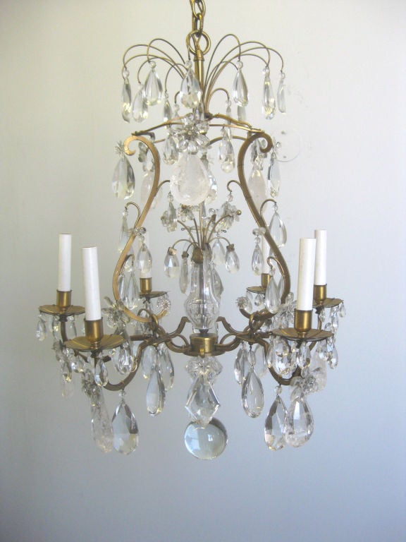 6 Arm Chandelier with Rock Crystal