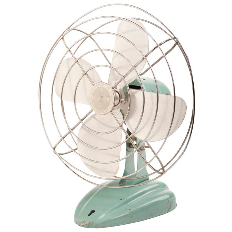 1950's Stainless Steel Teal Fan For Sale