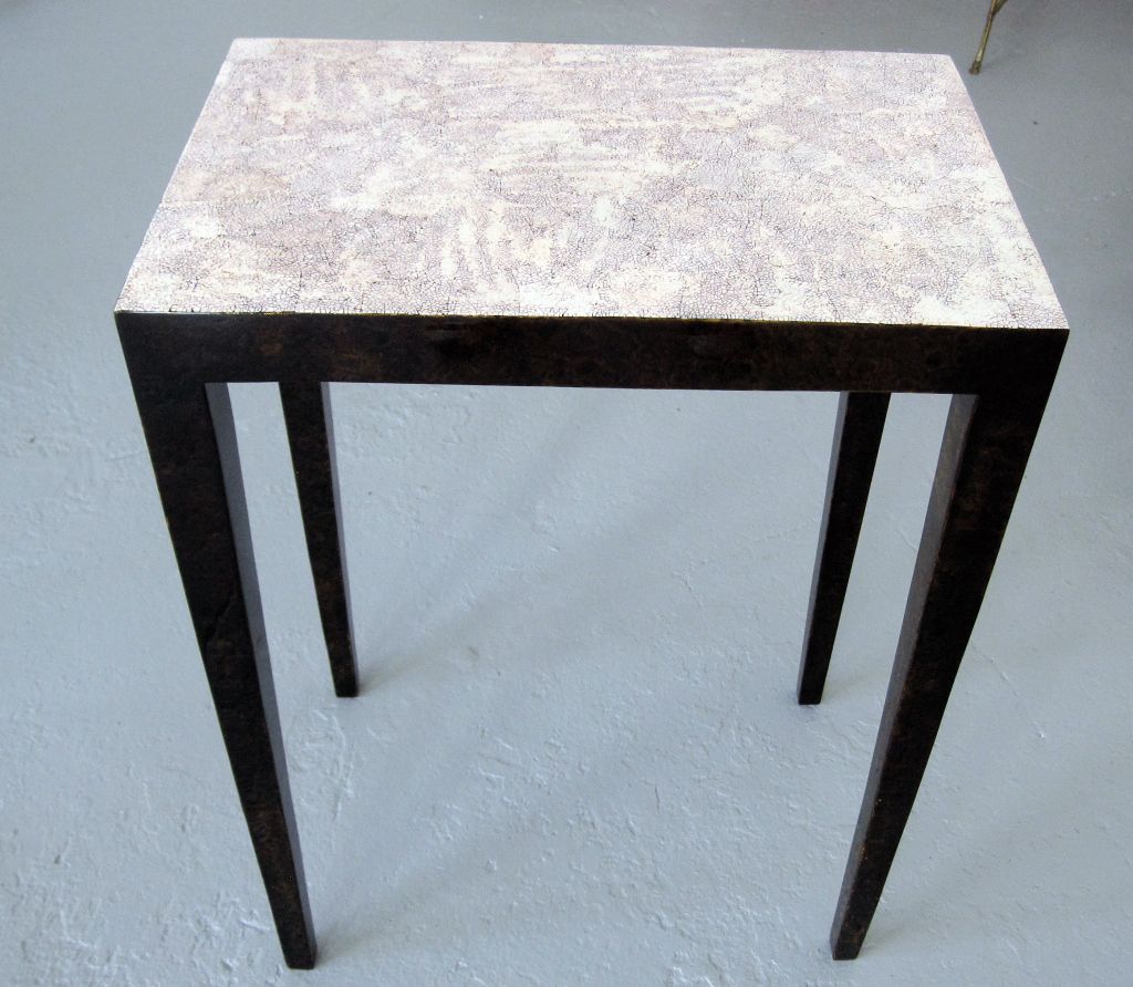 French Pair of Lacquered and Eggshell Side Tables For Sale