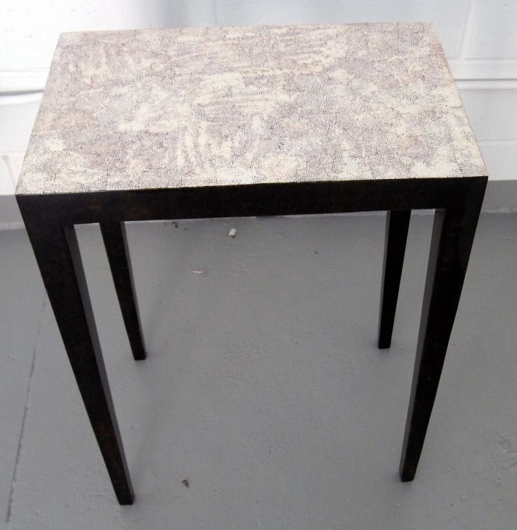 Contemporary Pair of Lacquered and Eggshell Side Tables For Sale