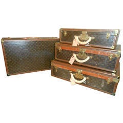 Antique Authentic Louis Vuitton Set of Four Suitcases